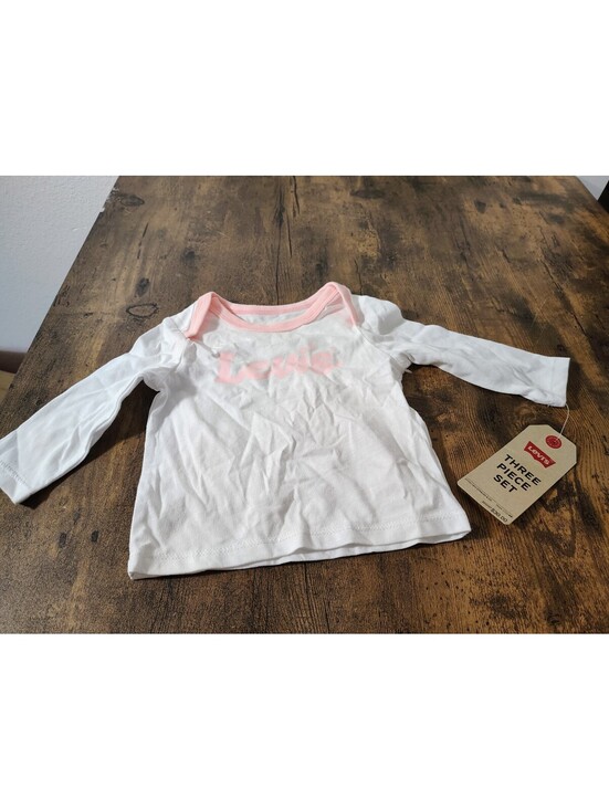 Levi's Other - NWT Levi's Baby Girl 6 Months 3PC Set White Long Sleeve Bodysuit Shirt 6M MSRP30